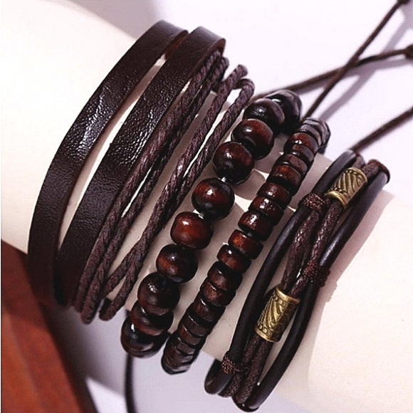 MENS  Boho Beaded Bracelet Set NEW 2 pieces in package. - Picture 1 of 5